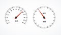 Speed Counter or Speedometer Dashboard Car with Pointer Set. Vector