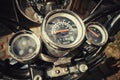 Speed counter of vintage motorcycle Royalty Free Stock Photo