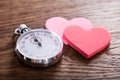 Speed Dating Concept. Hearts And A Stop Watch Royalty Free Stock Photo