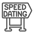 Speed dating signboard pointer emblem line icon, dating concept, logo vector sign on white background, outline style