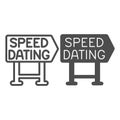 Speed dating signboard pointer emblem line and solid icon, dating concept, logo vector sign on white background, outline