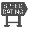 Speed dating signboard pointer emblem solid icon, dating concept, logo vector sign on white background, glyph style icon