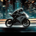 Speed demon, biker on sports bike, white and black