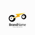 speed electric bike with thunder light combination creative logo design Royalty Free Stock Photo