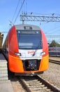 Speed electric train Siemens Desiro RUS Lastochka (Moscow - Nizhny Novgorod) at Kursky Railway Station.