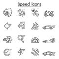 Speed, Fast icon set in thin line style