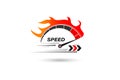 Speed of flaming speedometer for racing event. vector eps10 Royalty Free Stock Photo