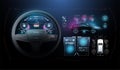 Speed hud kilometer performance indicators dashboard. Car Instrument Panel. Tachometer, Data Display and Navigation. Virtual