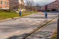 Speed hump in a residential area