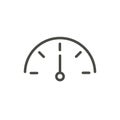 Speed icon vector. Outline speedometer, line power symbol.