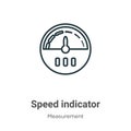 Speed indicator outline vector icon. Thin line black speed indicator icon, flat vector simple element illustration from editable Royalty Free Stock Photo