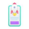 Speed internet smartphone application with rocket fast web site server 3d icon realistic vector
