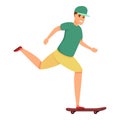 Speed kid skateboarding icon, cartoon style Royalty Free Stock Photo