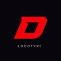 Speed letter D. Red race monogram logo. Italic bold racing style vector latin character. Letter for branding. Typeset