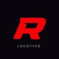Speed letter R. Red race monogram logo. Italic bold racing style vector latin character. Letter for branding. Typeset
