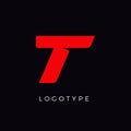 Speed letter T. Red race monogram logo. Italic bold racing style vector latin character. Letter for branding. Typeset