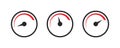 Speed level indicator. Low and high scale. Barometer level in black and red. Minimum and maximum level. Rating diagram in circle