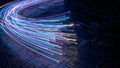 Speed of Light: Glowing Fiber Optic Cables Streaming Data Royalty Free Stock Photo