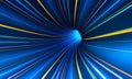 Speed of light and space travel. Flow rate, data transfer, cyber portal 3D illustration. Hyper loop, wormhole, space and time