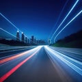 Speed light trail in empty highway