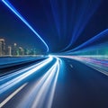 Speed light trail in empty highway