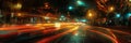Speed Light Trails on City Streets, Street Night Lights, Road Glow, Fast Flash Motion, Car Traffic Lights Royalty Free Stock Photo