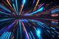 Speed Lights in Cyber Punk Futuristic Technology: Abstract Neon Movement Royalty Free Stock Photo