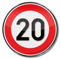 Speed limit 20 kilometers per hour Royalty Free Stock Photo