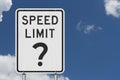 Speed Limit question message on street road sign