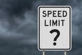 Speed Limit question message on street road sign