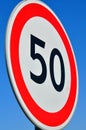 The speed limit road sign