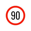 Speed limit road sign 90 Royalty Free Stock Photo
