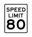 Speed limit 80 road sign in USA Royalty Free Stock Photo