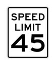 Speed limit 45 road sign in USA Royalty Free Stock Photo