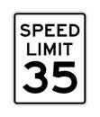 Speed limit 35 road sign in USA Royalty Free Stock Photo