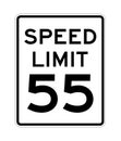 Speed limit 55 road sign in USA Royalty Free Stock Photo