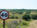 Forty miles per hour speed limit signn seen at game drive, National park South Africa
