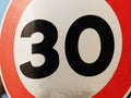 30 speed limit sign closeup