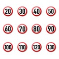 Speed Limit Sign Collection isolated White Background Royalty Free Stock Photo