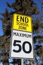 Speed Limit Sign at End of School Zone Royalty Free Stock Photo