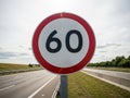 Speed limit sign 60 isolated on white background Royalty Free Stock Photo