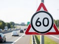 Speed limit sign 60 isolated on white background Royalty Free Stock Photo
