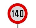 Speed limit sign 140 km, Speed limit sign 140 Royalty Free Stock Photo