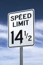 A speed limit sign for 14-1/2 mph. Royalty Free Stock Photo