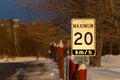 Speed limit sign pronounces a maximum of 20 km/h Royalty Free Stock Photo