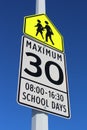 Speed Limit Sign in School Zone Royalty Free Stock Photo