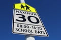 Speed Limit Sign in School Zone Royalty Free Stock Photo