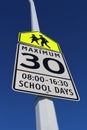 Speed Limit Sign in School Zone Royalty Free Stock Photo