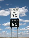 Speed Limit Signs with Clouds and Sky Royalty Free Stock Photo