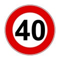 Speed limit signs of 40 km - vector Royalty Free Stock Photo